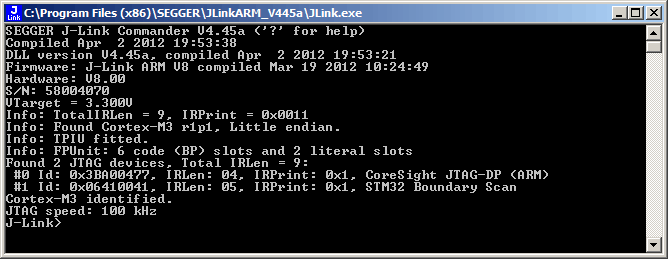 GeneralInfo J-Link Commander