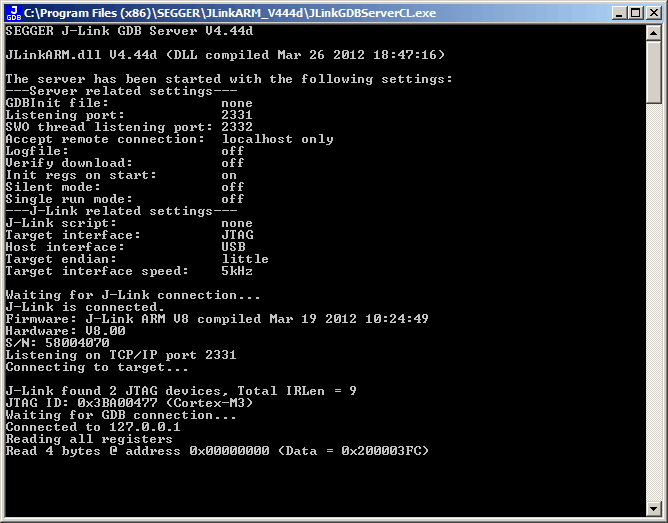 J-Link GDBServer gdbcl