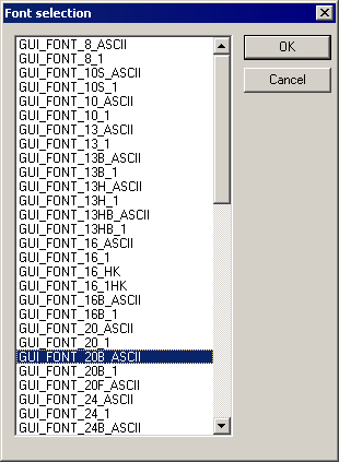 emWin GUIBuilder FontSelection