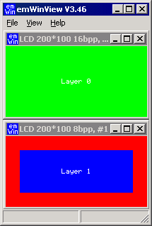 emWin multi multidisplaysellayer